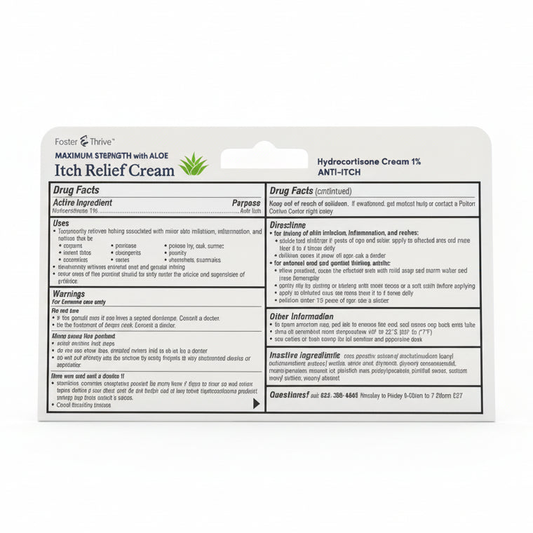 Itch Relief Cream Maximum Strength with Aloe Hydrocortisone Cream 1% Anti-Itch