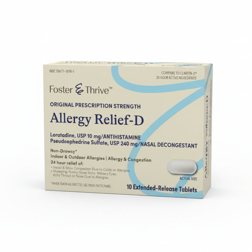 Allergy Relief-D Original Prescription Strength (10 Extended-Release Tablets) (Comparable to Claritin-D)