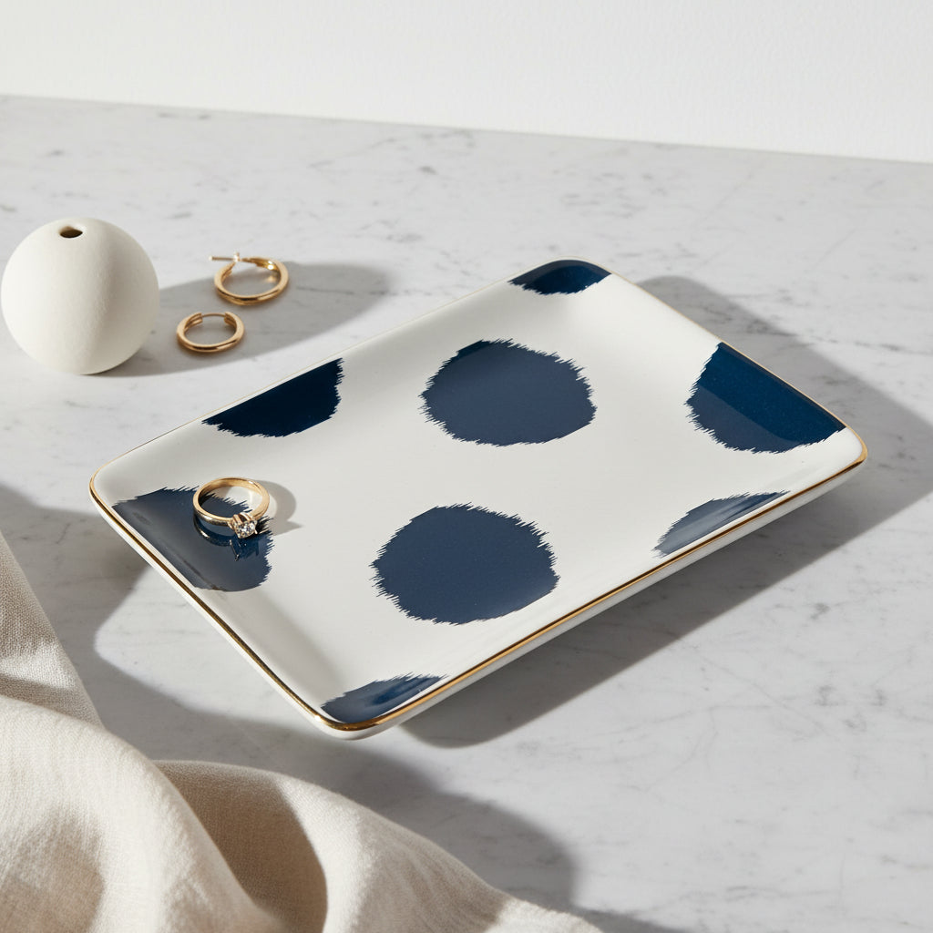 Indigo Dot Trinket Tray