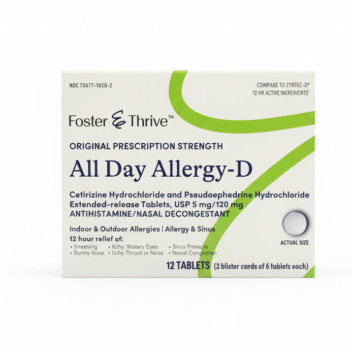 All Day Allergy-D Original Prescription Strength Antihistamine/Nasal Decongestant (Comparable to Zyrtec-D)
