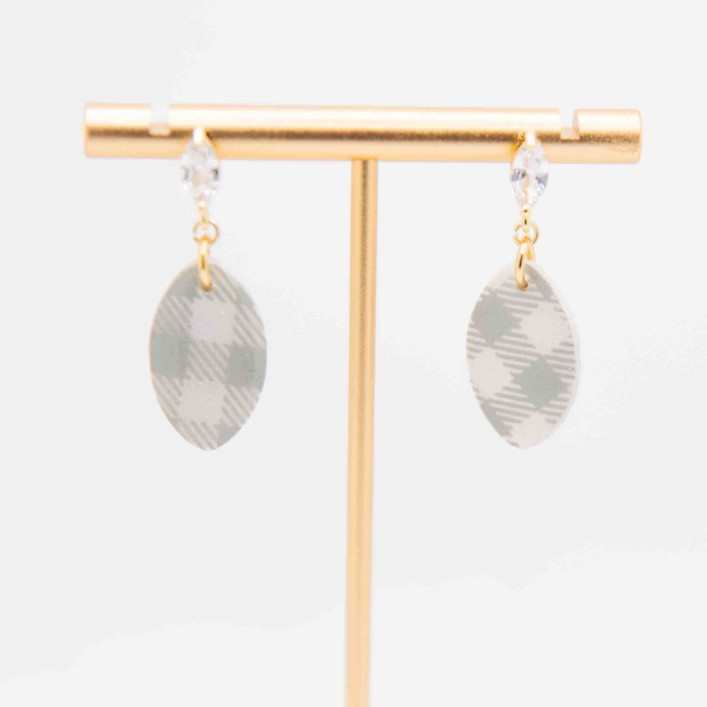 Zircon Oval Stud Drops Plaid