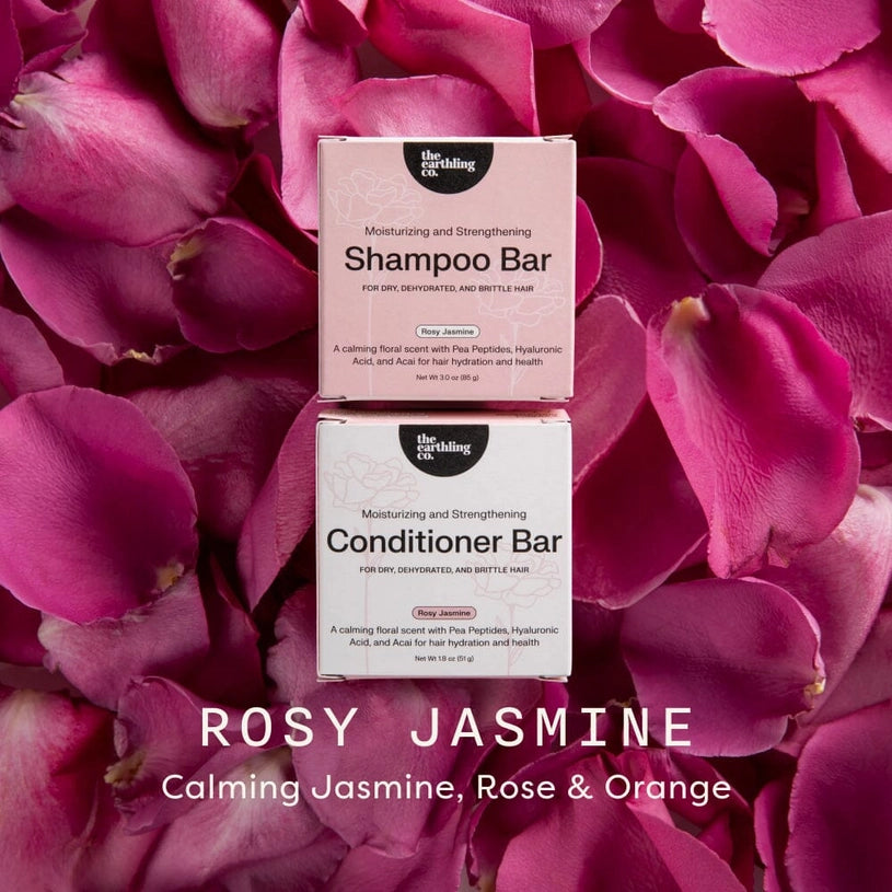 Shampoo & Conditioner Bar Set for Dry, Dehydrated, & Brittle Hair (Rosy Jasmine Scents)