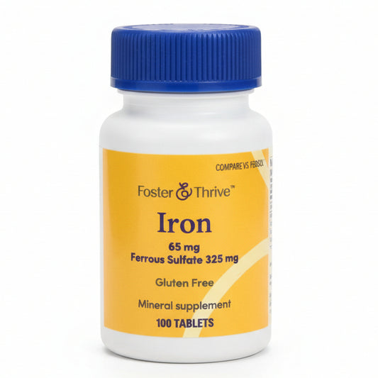Iron 65 mg Ferrous Sulfate 325 mg Mineral Supplement (100 tablets)