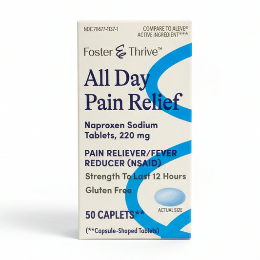 All Day Pain Relief Naproxen Sodium Tablets, 220mg Pain Reliever/Fever Reducer (NSAID)