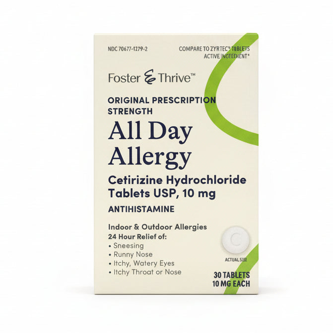 All Day Allergy Antihistamine Cetirizine Hydrochloride 10 mg (30 tablets)