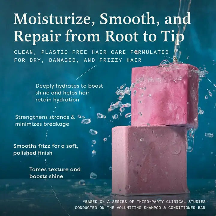 Shampoo & Conditioner Bar Set for Dry, Dehydrated, & Brittle Hair (Rosy Jasmine Scents)