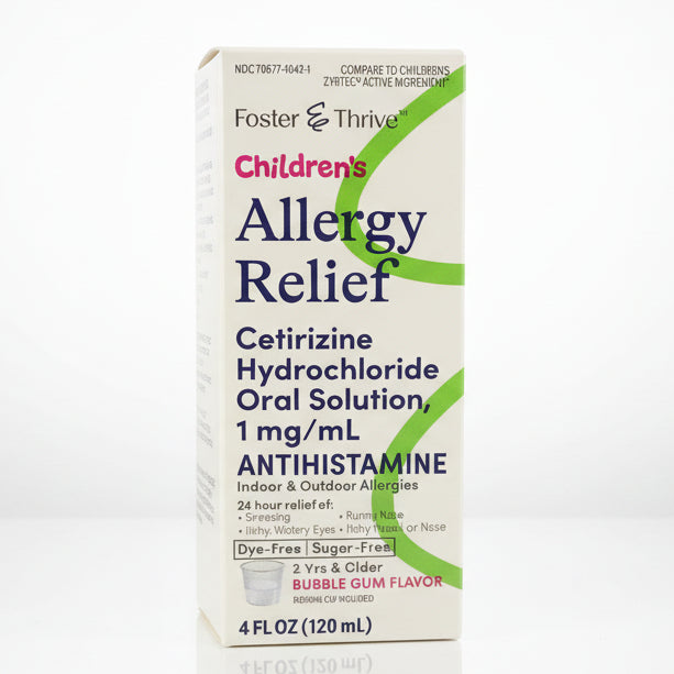 Children's Allergy Relief Cetirizine HCl Oral Solution, 1 mg/mL Antihistamine, Bubble Gum (4 oz)