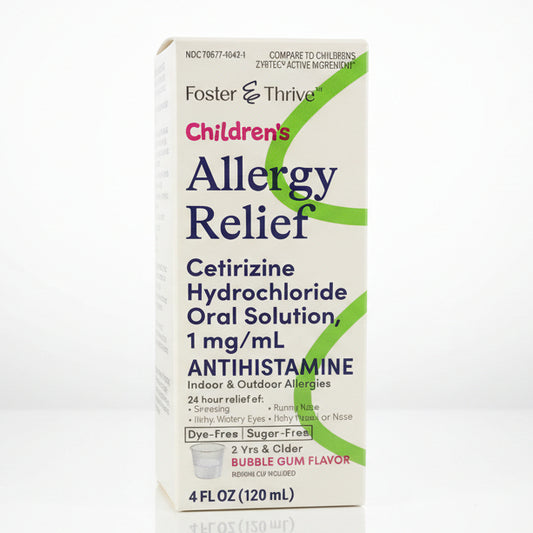 Children's Allergy Relief Cetirizine HCl Oral Solution, 1 mg/mL Antihistamine, Bubble Gum (4 oz)
