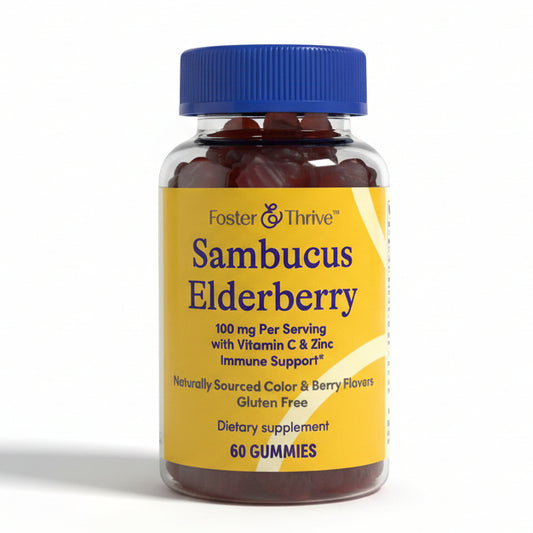 Sambucus Elderberry 100 mg Per Serving with Vitamin C & Zinc Immune Support (60 Gummies)