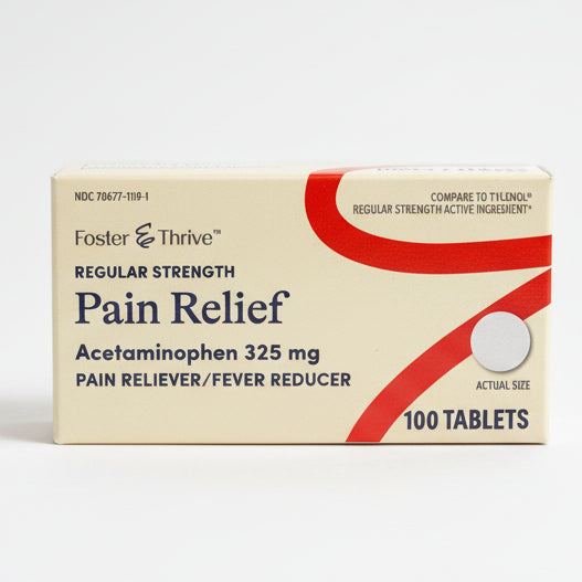 Pain Relief Regular Strength Acetaminophen 325mg Pain Reliever/Fever Reducer (100 Tablets)
