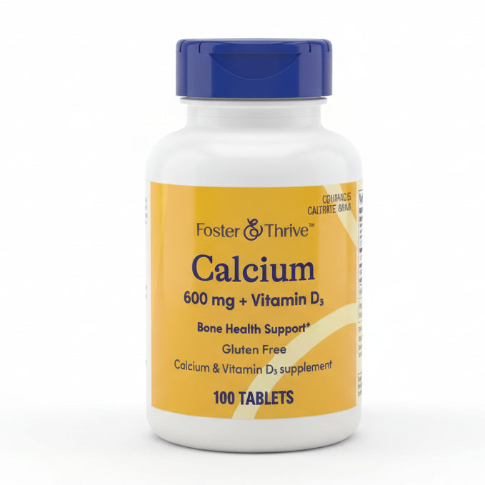 Calcium 600 mg + Vitamin D3 Bone Health Support (100 Tablets)