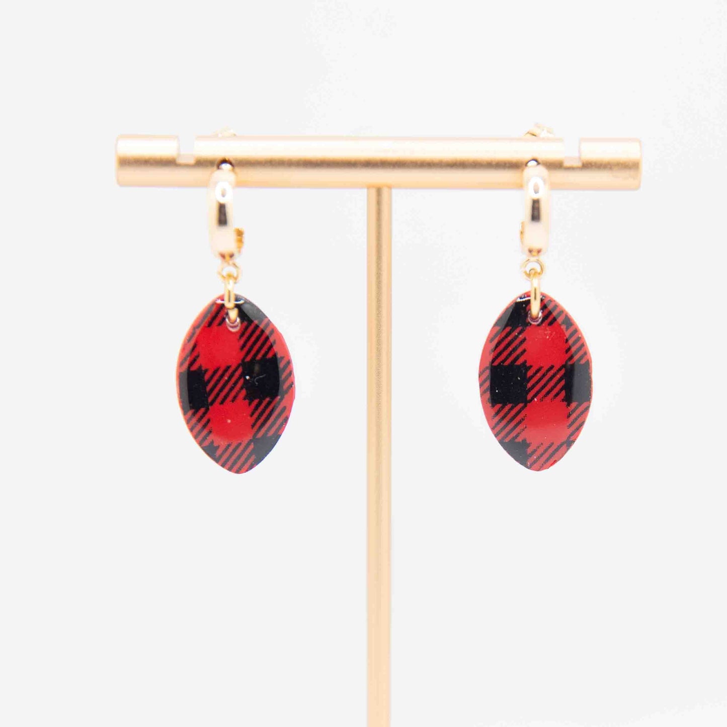 Hoop Ear Stud Dangle Plaid
