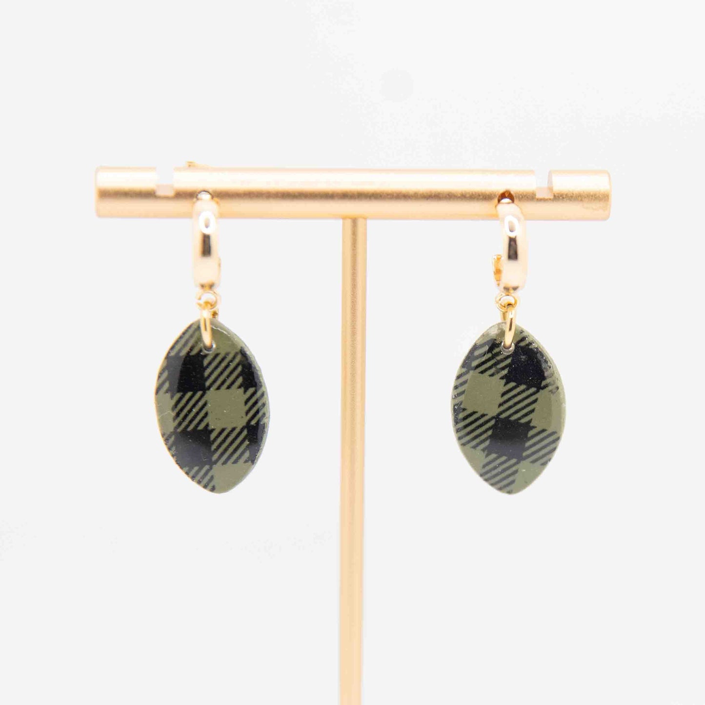 Hoop Ear Stud Dangle Plaid