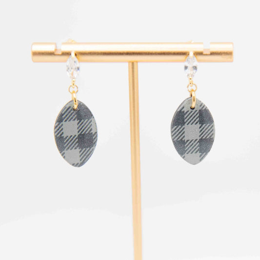 Zircon Oval Stud Drops Plaid