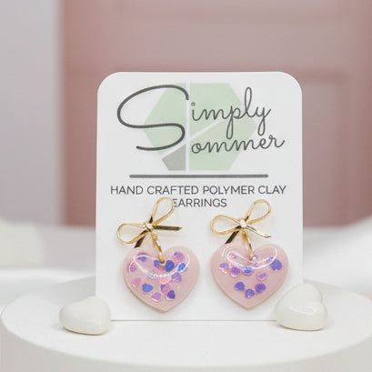 Bow Heart Stud Dangle