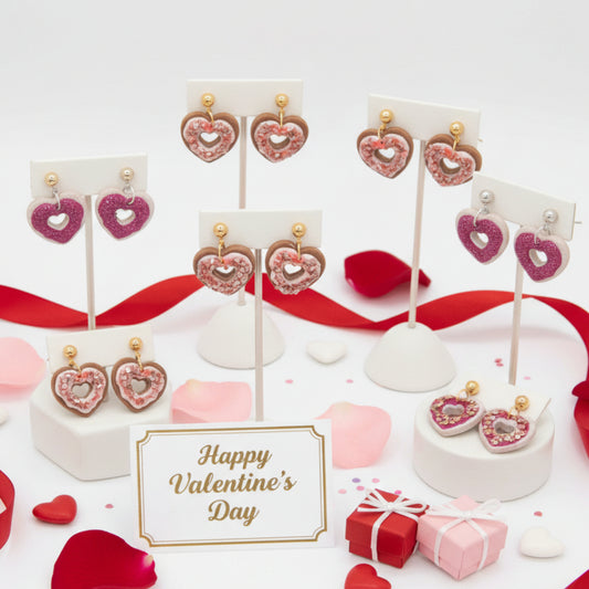 Donut Hearts Earring Studs